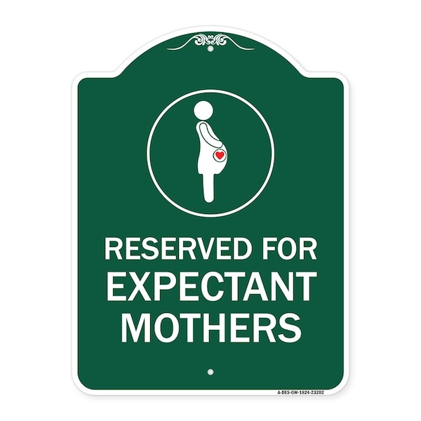 Signmission Reserved for Expectant Mothers W/ Graphic, Green & White Aluminum Sign, 24" L, 18" H, GW-1824-23202 A-DES-GW-1824-23202 - main